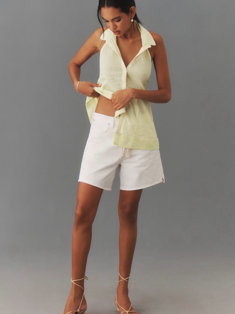 Anthropologie Button-Front Halter Swing Blouse - Picture 3 of 3
